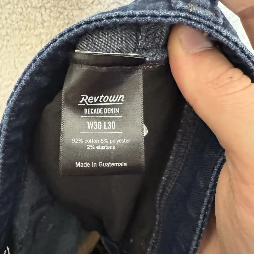 Revtown Sharp Jeans 36x29 Straight Leg Stretch Blue Dark Wash Decade Denim Pants